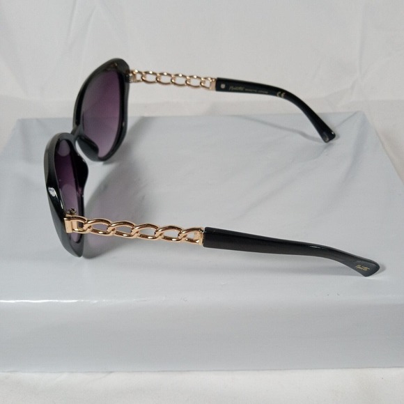 Nanette Lepore Women Sunglasses NN110 Black Butterfly - Purple Lense - Gold Link